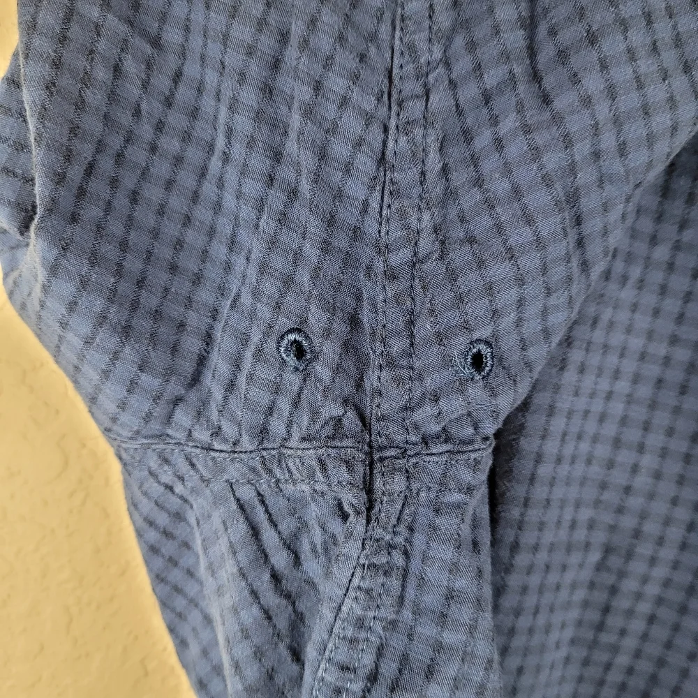 The North Face Shirt Men‎ M Blue/Black Micro-Ginham Short Sleeve Button Up